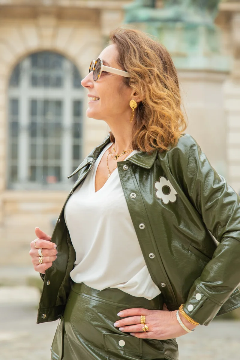 Veste vinyle kaki DAISY Hippocampe – Image 8