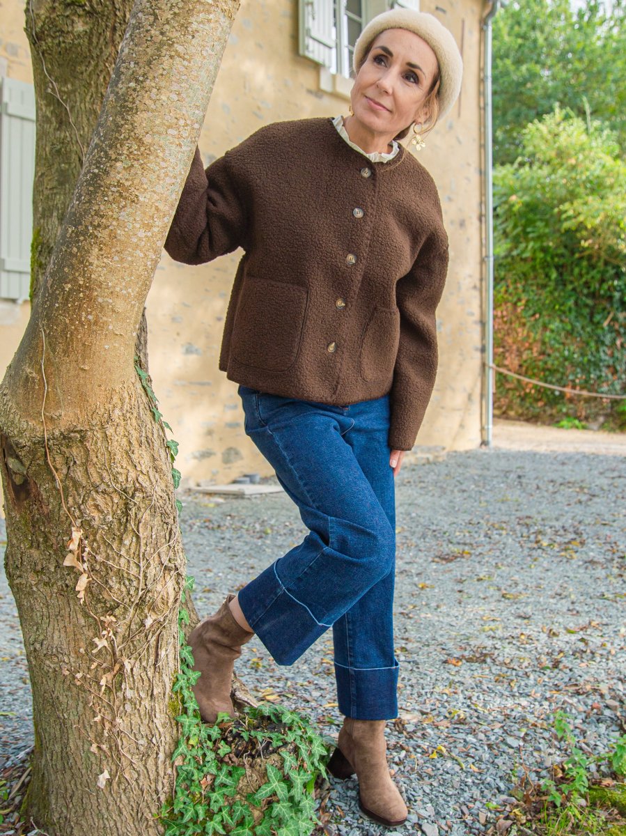 Veste chocolat effet mouton retourné AELIA – Image 4