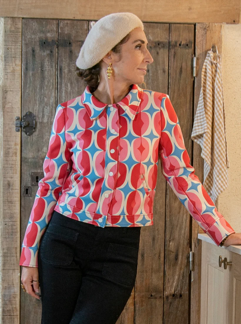 Veste SEVENTIES n°179 rouge et rose Hippocampe – Image 2