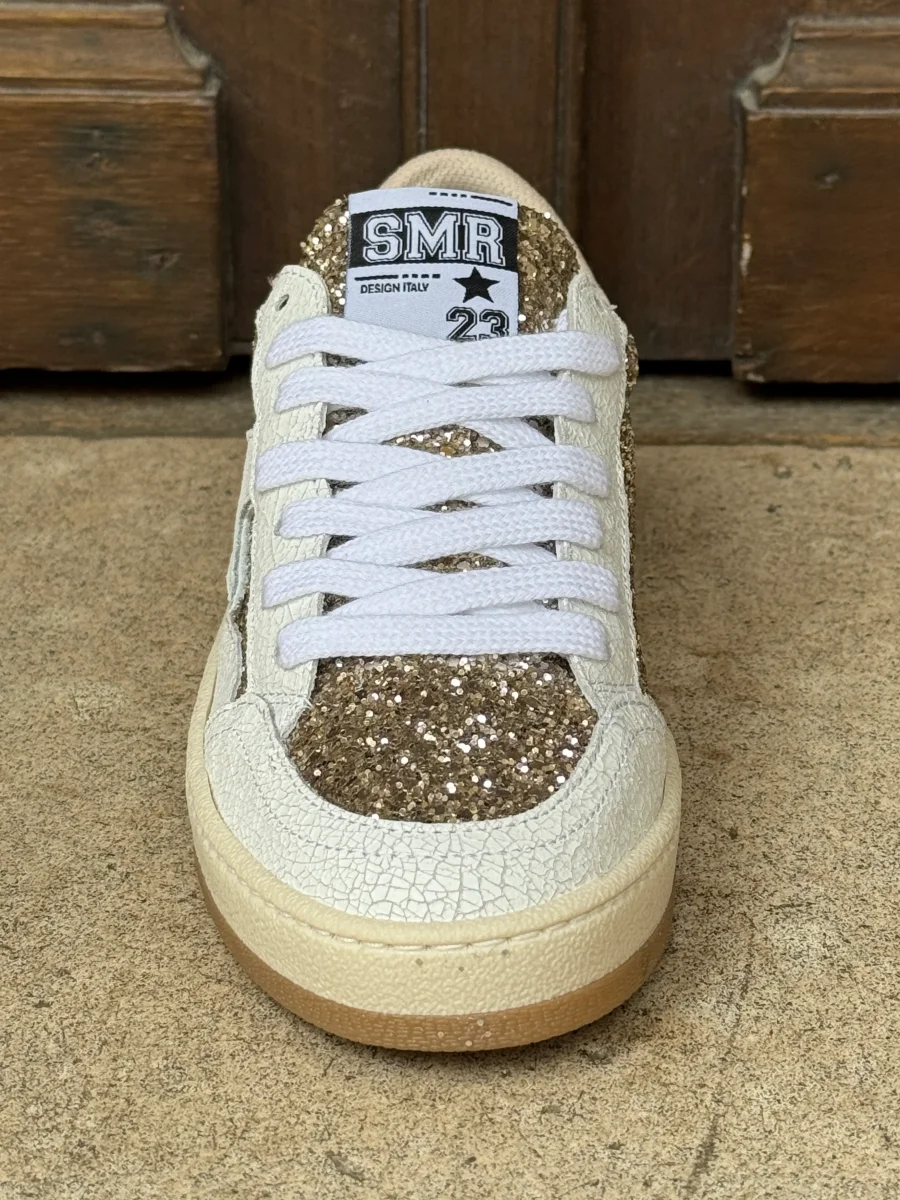 Basket cuir blanc et paillettes dorées DANY D346 Semerdjian – Image 5