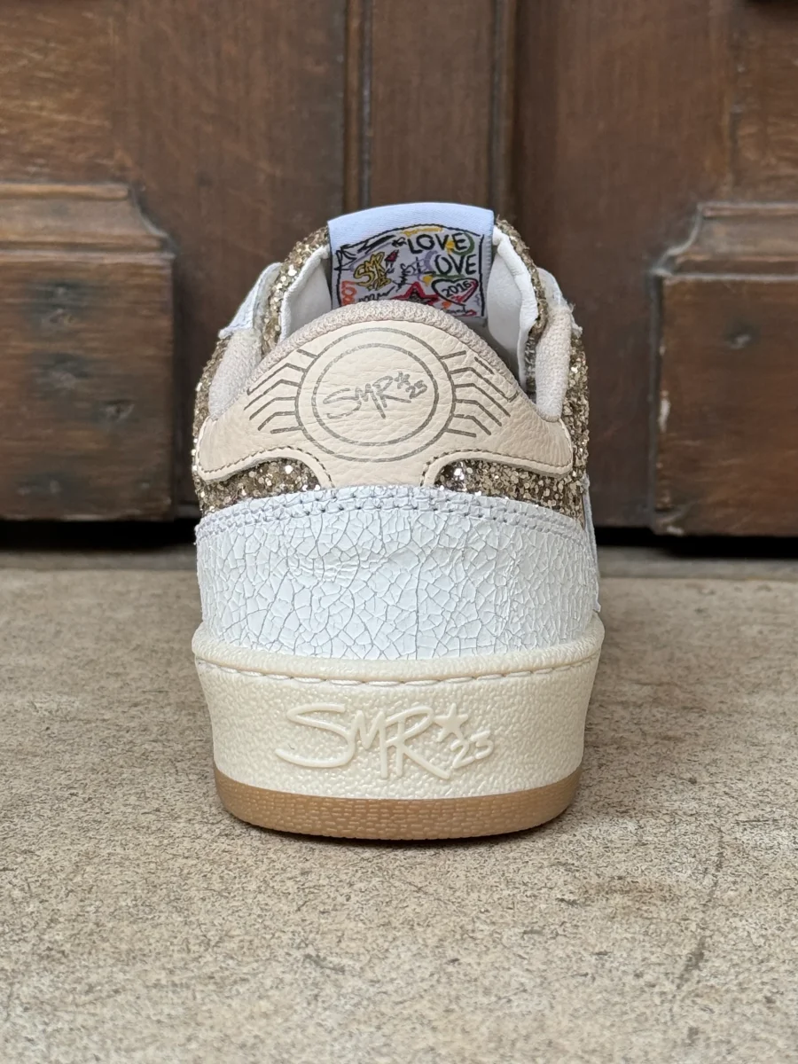 Basket cuir blanc et paillettes dorées DANY D346 Semerdjian – Image 7