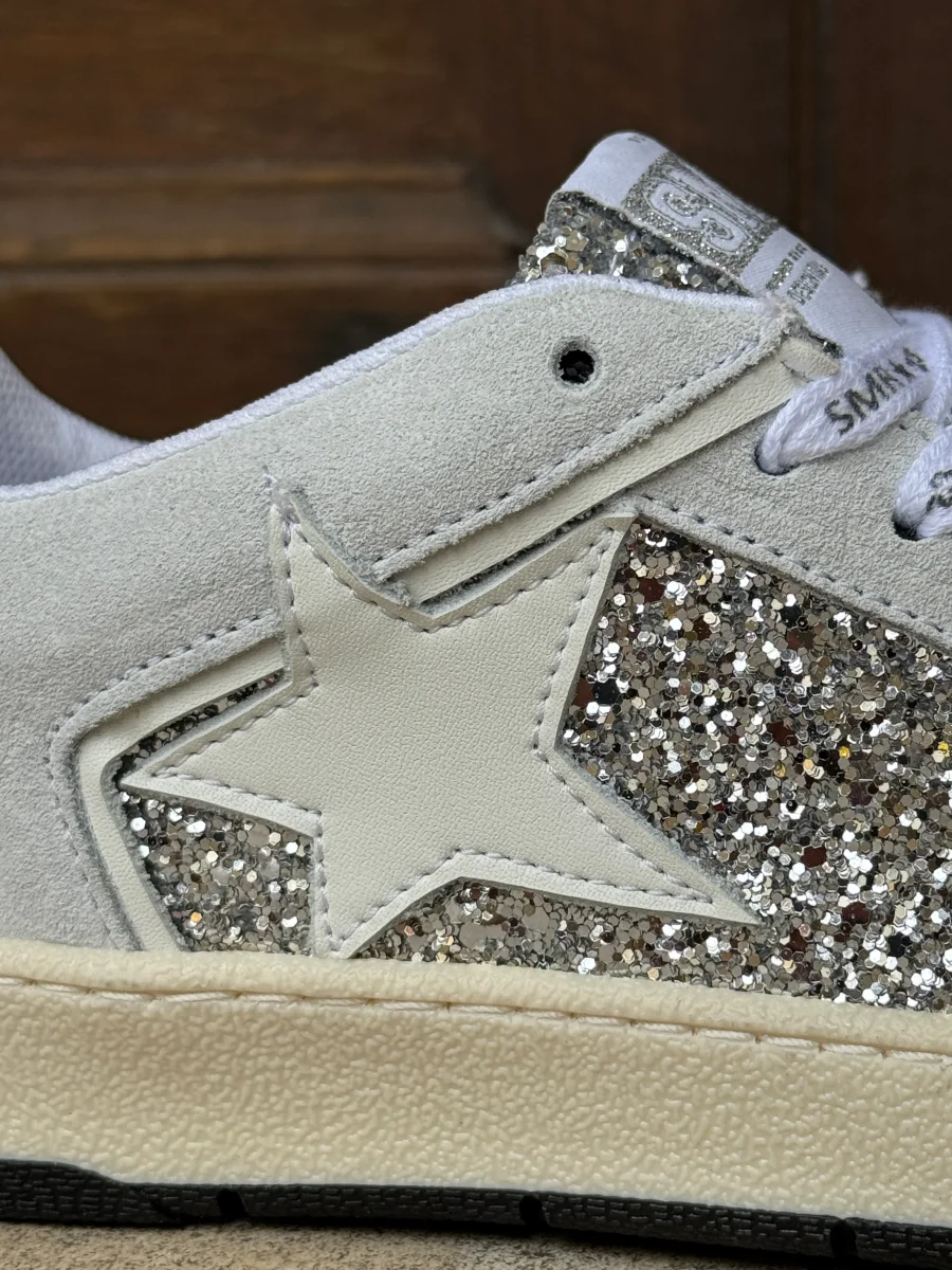 Basket cuir argent paillettes étoile blanche JULY D125 A Semerdjian – Image 3