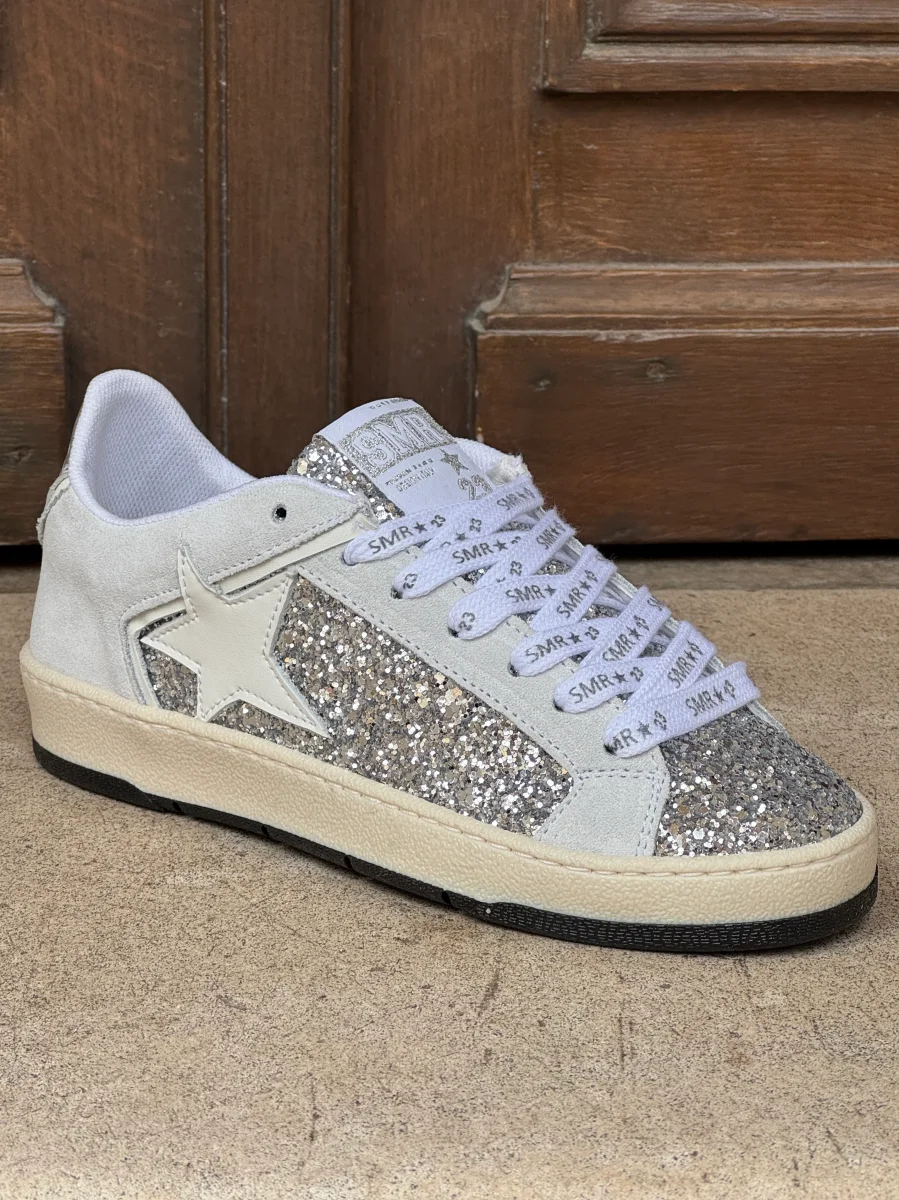 Basket cuir argent paillettes étoile blanche JULY D125 A Semerdjian – Image 4