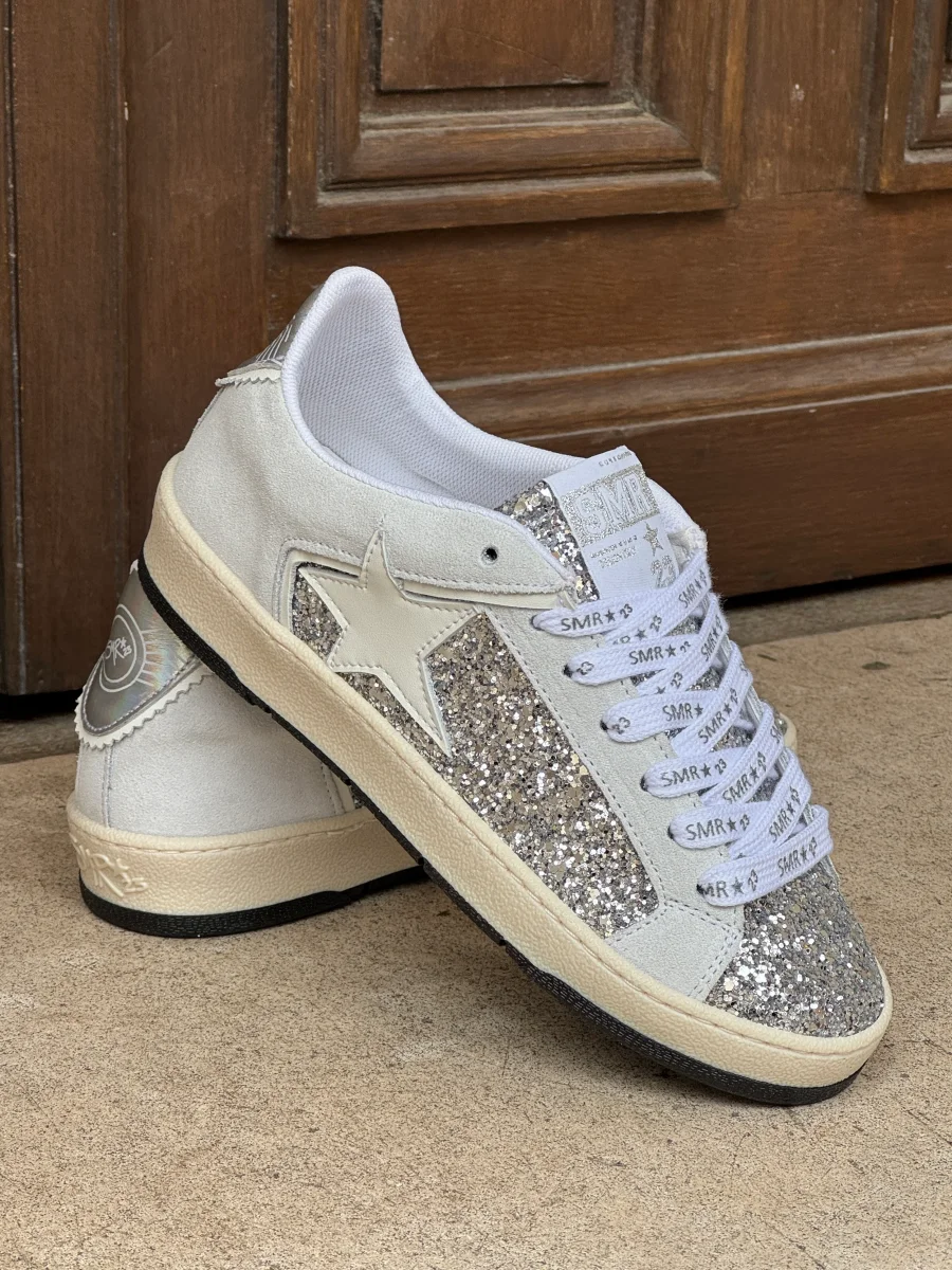 Basket cuir argent paillettes étoile blanche JULY D125 A Semerdjian – Image 8