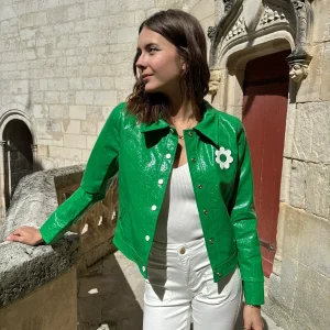 Veste vinyle vert brésil DAISY Hippocampe