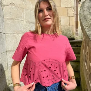 Top rose brodé TYNA La Petite Étoile