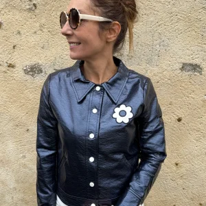 Veste vinyle marine paillettes DAISY Hippocampe