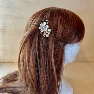 Accessoire, Barrettes cheveux, Blanc doré, Femme, Fille, Coiffure, Mariages et Fêtes
