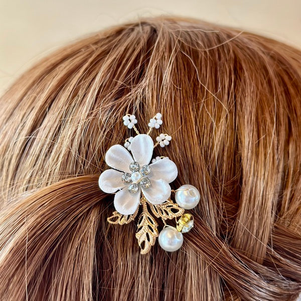 Accessoire, Barrettes cheveux, Blanc doré, Femme, Fille, Coiffure, Mariages et Fêtes – Image 4