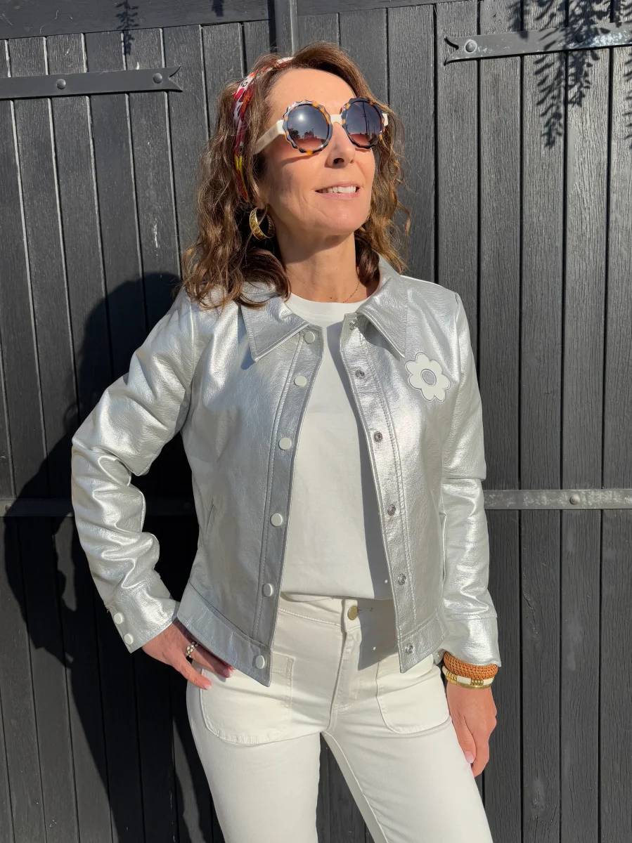 Veste vinyle argent DAISY Hippocampe – Image 3