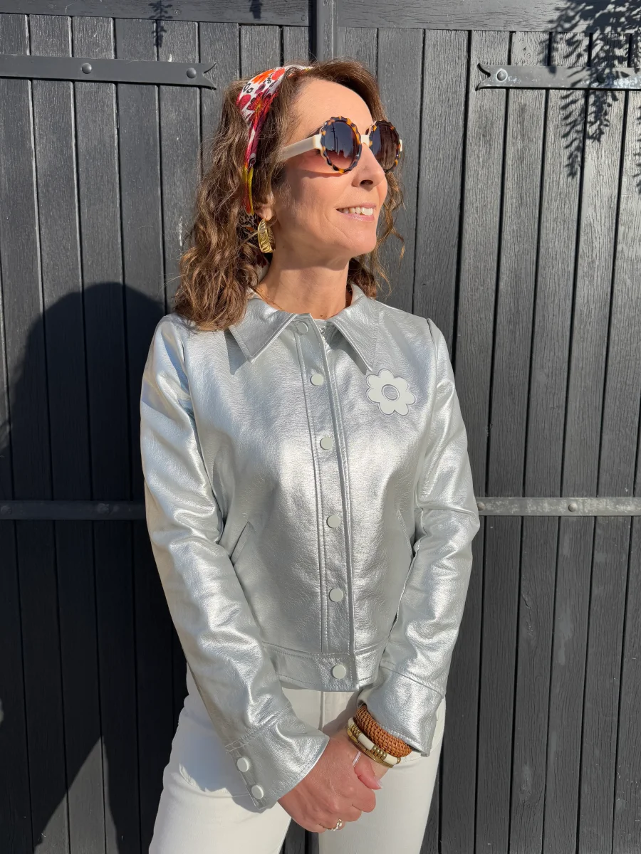 Veste vinyle argent DAISY Hippocampe – Image 2