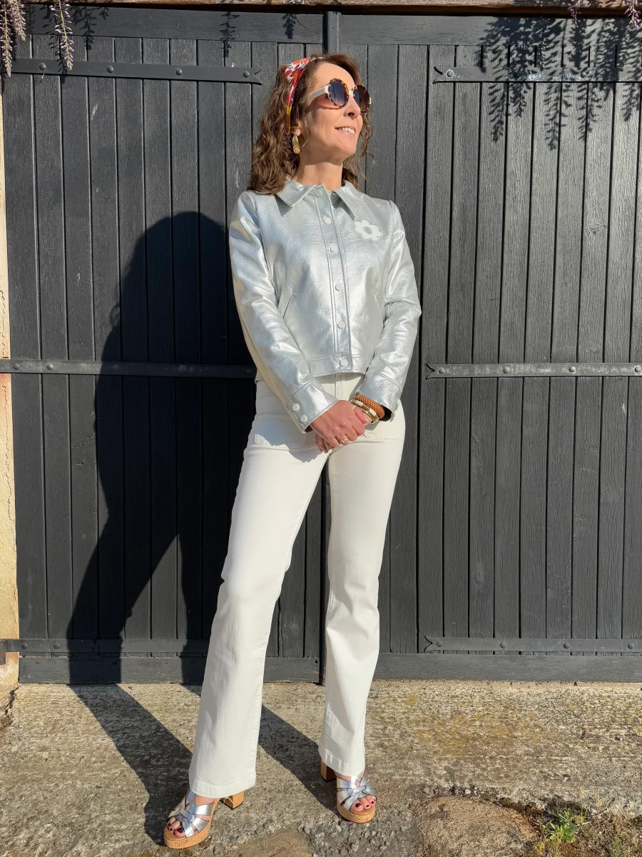 Veste vinyle argent DAISY Hippocampe – Image 6