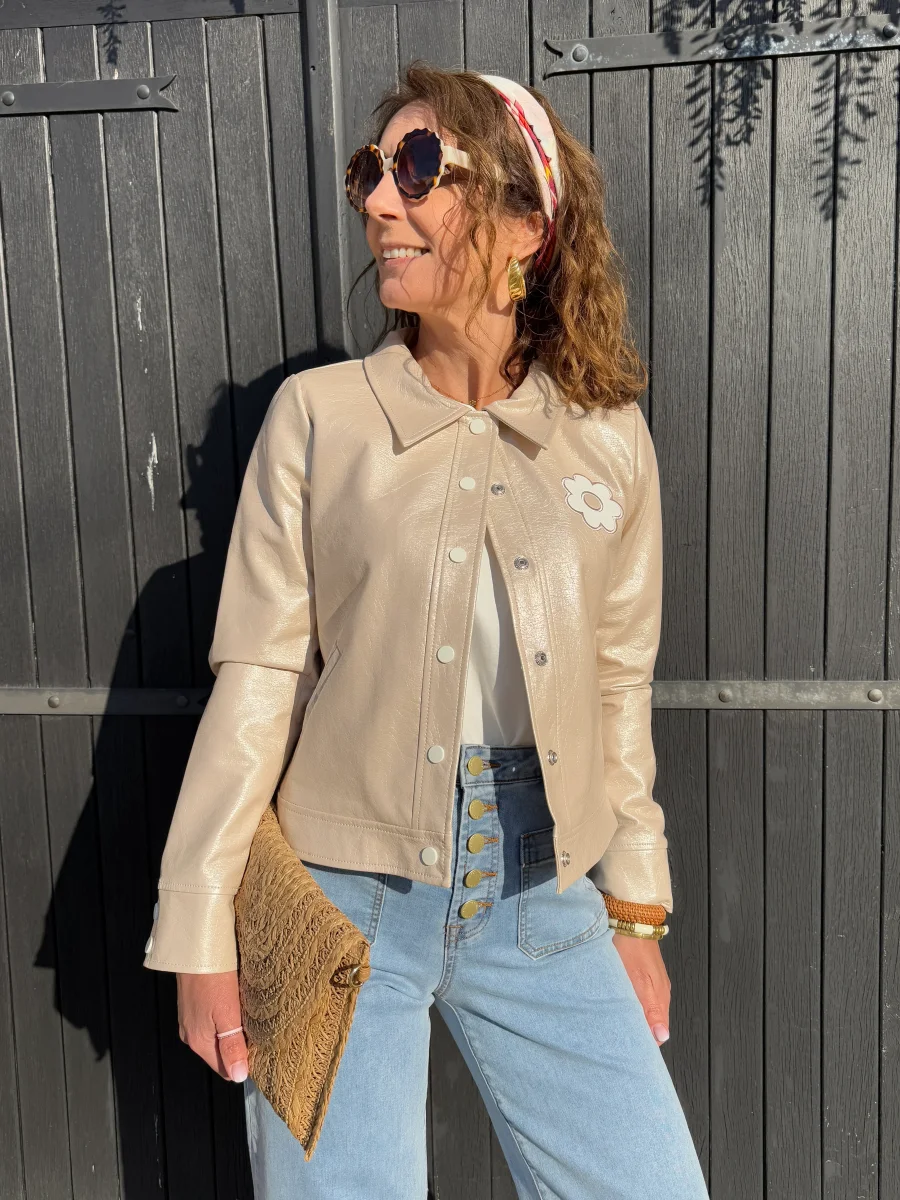 Veste vinyle ivoire DAISY Hippocampe – Image 5