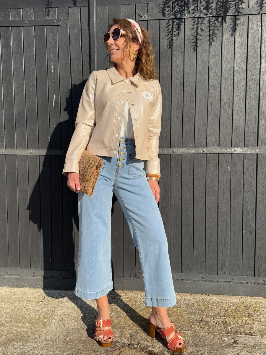 Veste vinyle ivoire DAISY Hippocampe – Image 6