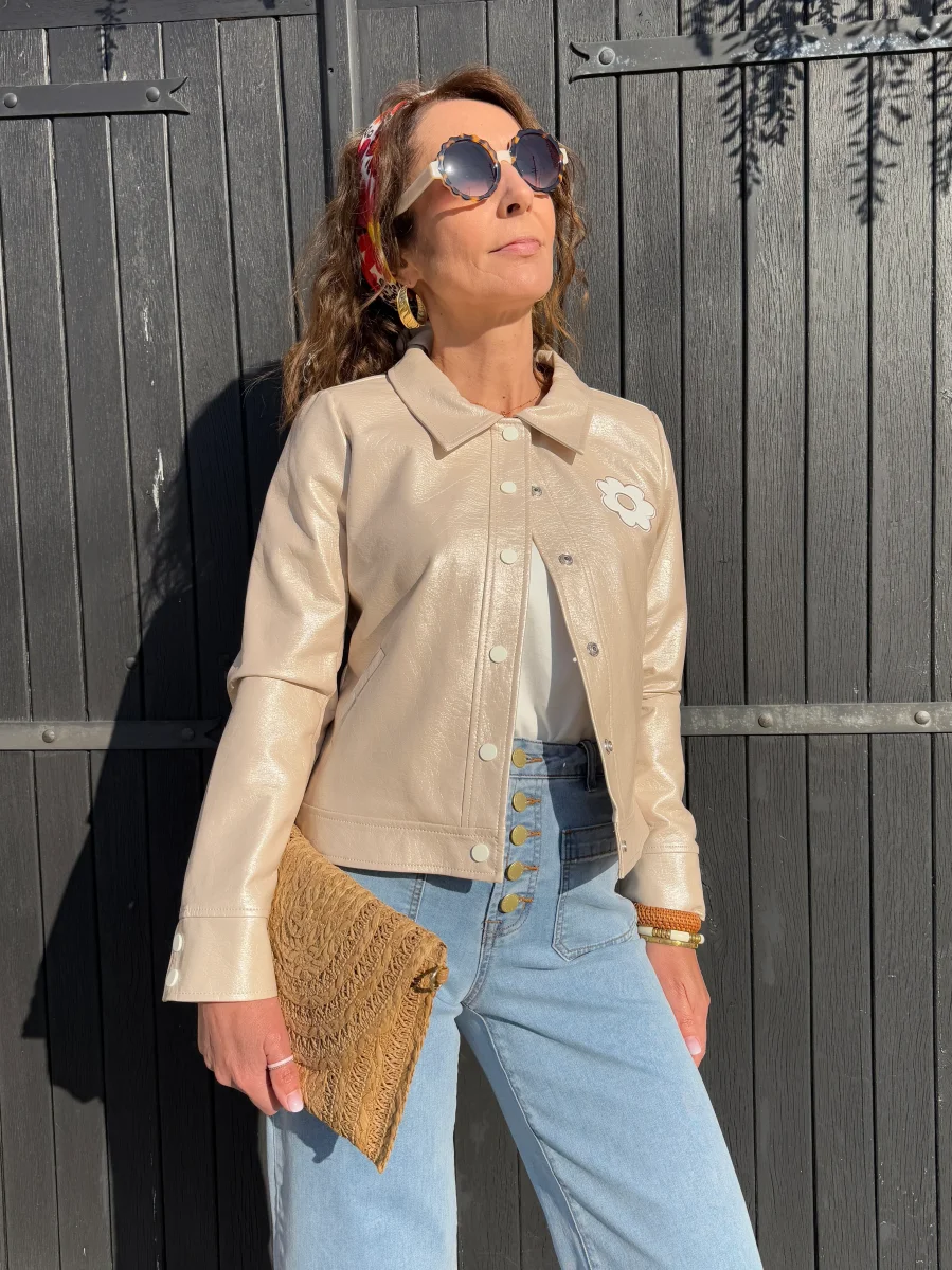 Veste vinyle ivoire DAISY Hippocampe – Image 7