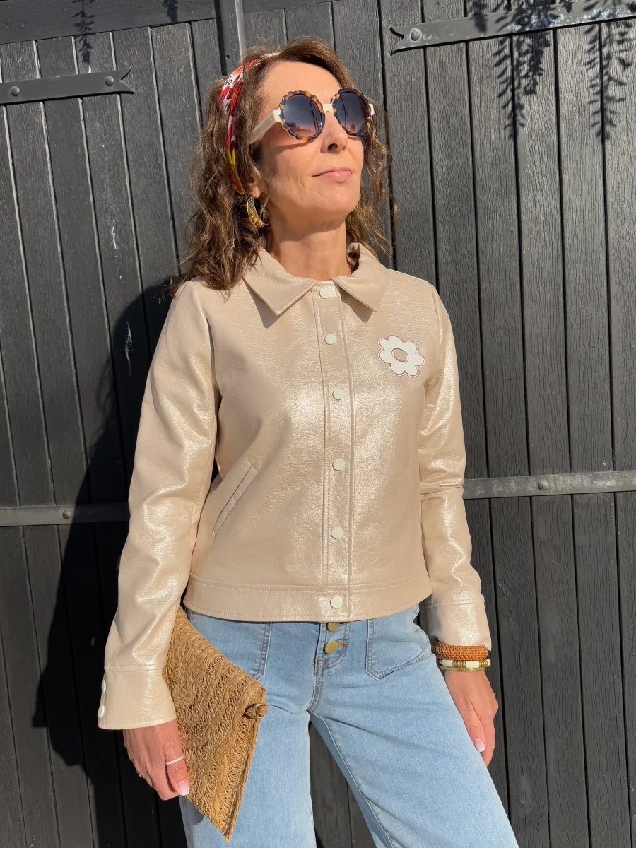 Veste vinyle ivoire DAISY Hippocampe – Image 8