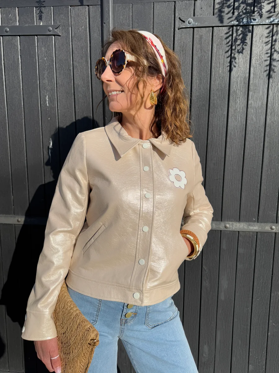 Veste vinyle ivoire DAISY Hippocampe – Image 4