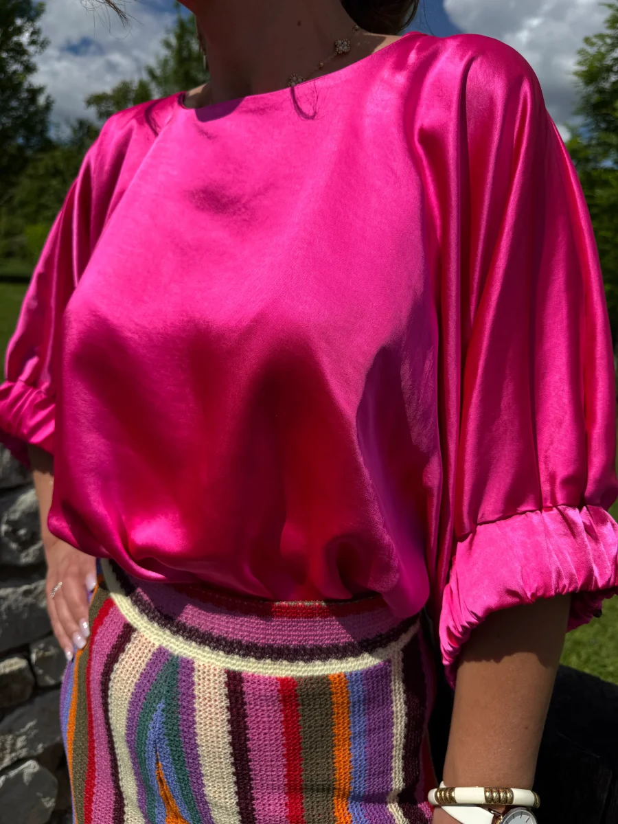 Top en satin fuchsia oversize RITA – Image 5