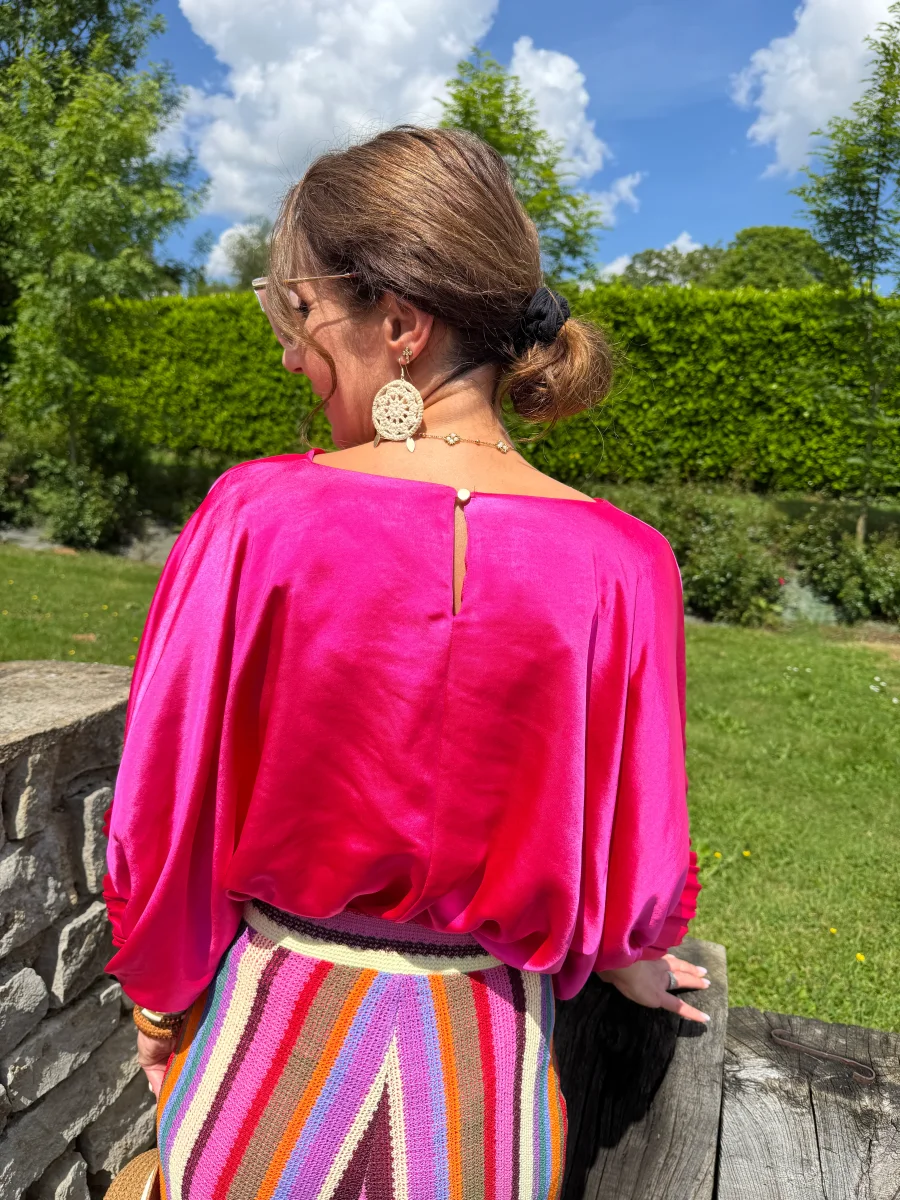 Top en satin fuchsia oversize RITA – Image 6