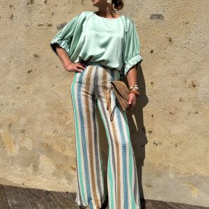 Top en satin menthe oversize RITA