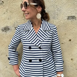 Veste croisée MARIN marine HIPPOCAMPE