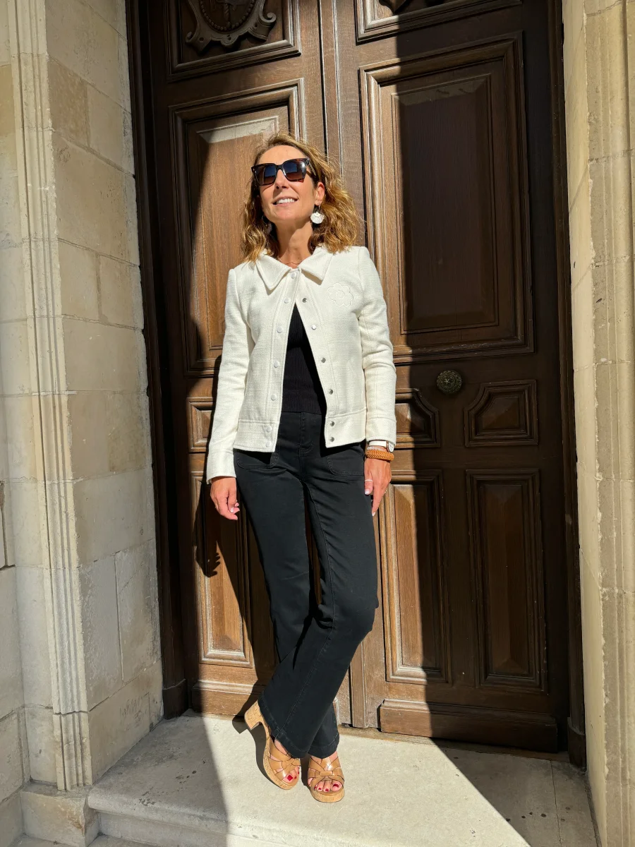 Veste tweed DAISY blanche Hippocampe – Image 3