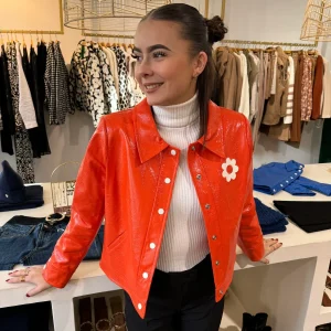 Veste vinyle orange DAISY Hippocampe
