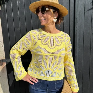 Top jaune en crochet CALISTO