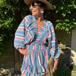 Top à rayures rose et bleu ANITA