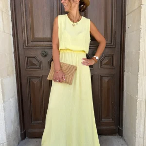 Ensemble top et jupe longue jaune MELODIE