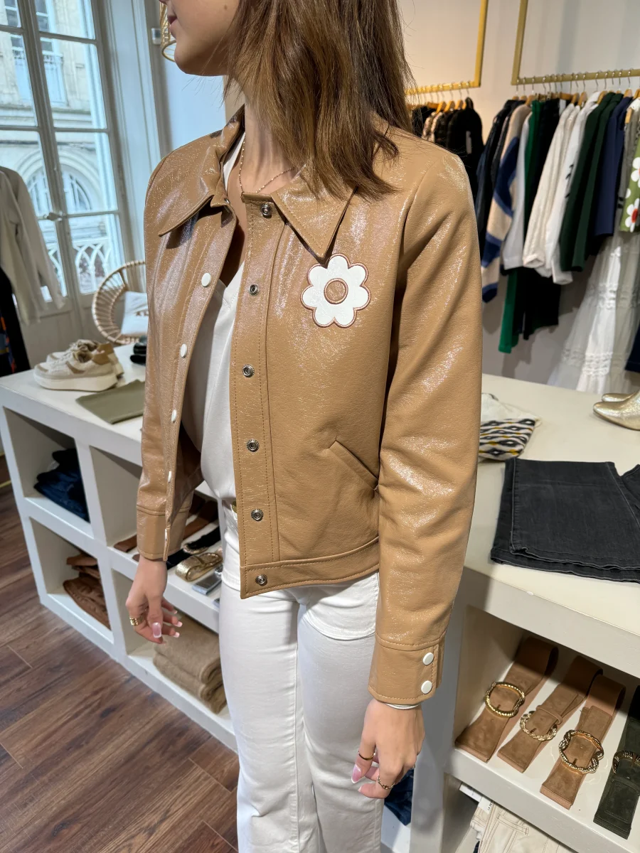 Veste vinyle beige DAISY Hippocampe – Image 5