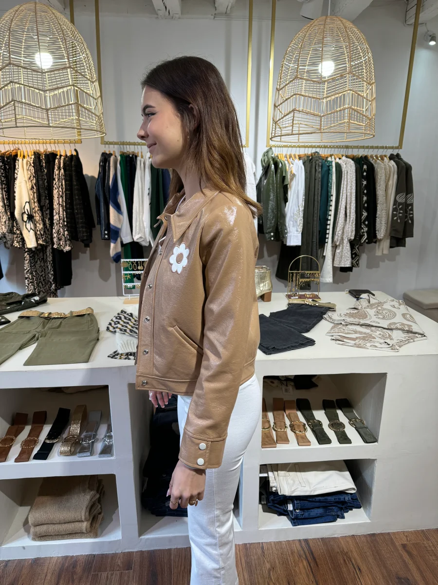 Veste vinyle beige DAISY Hippocampe – Image 6