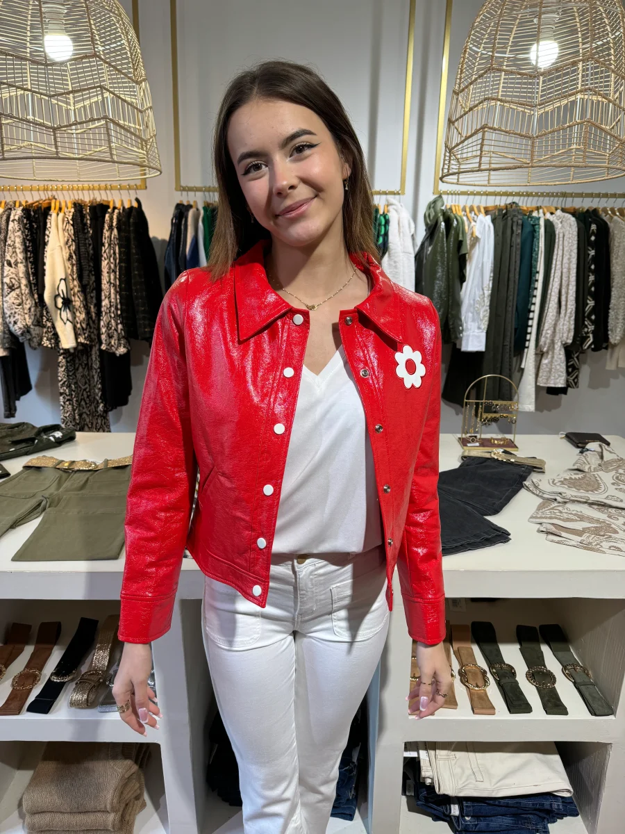 Veste vinyle rouge DAISY Hippocampe