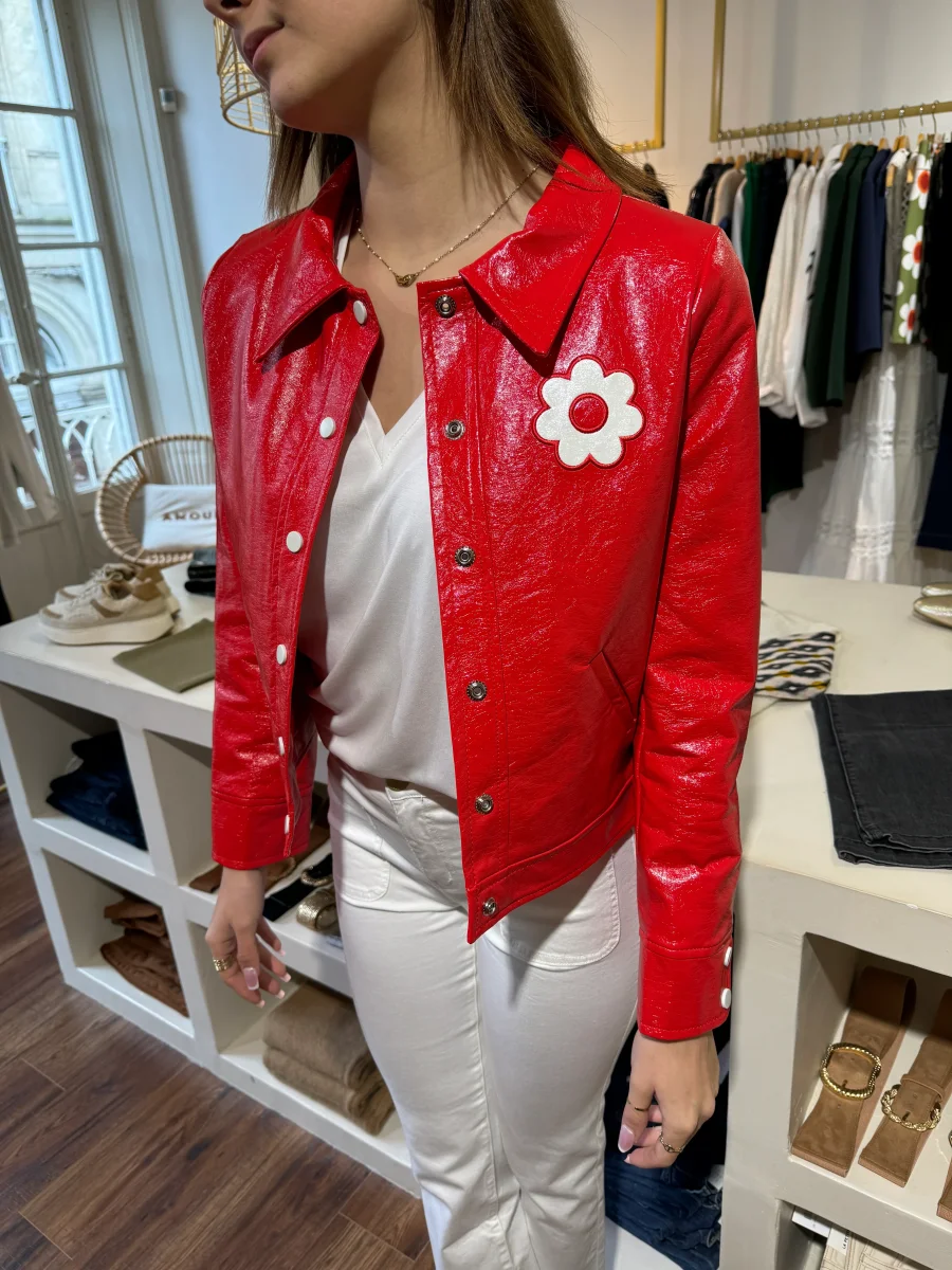 Veste vinyle rouge DAISY Hippocampe – Image 4