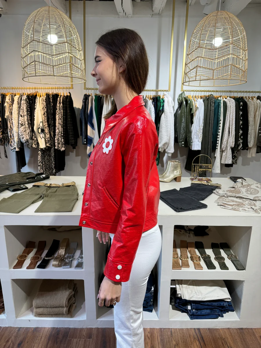 Veste vinyle rouge DAISY Hippocampe – Image 5
