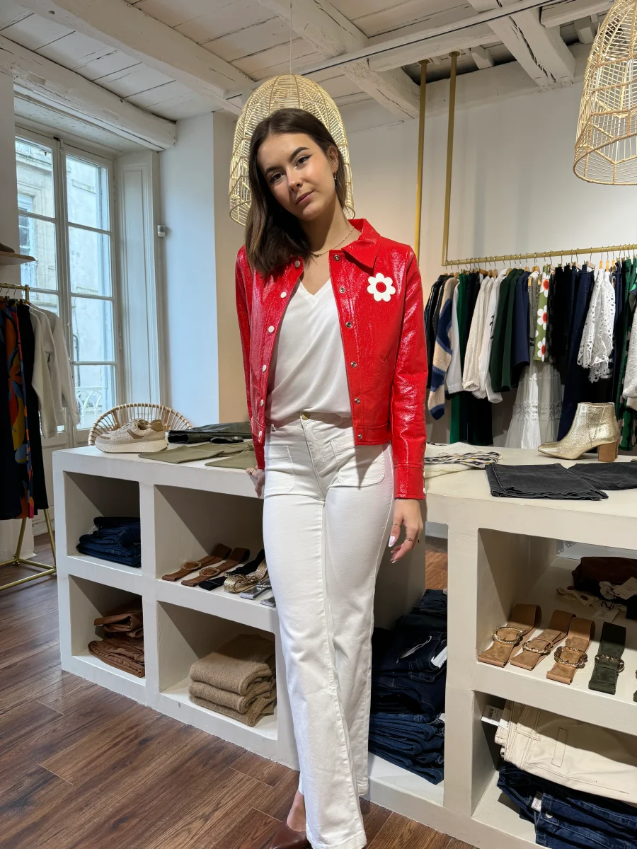 Veste vinyle rouge DAISY Hippocampe – Image 7