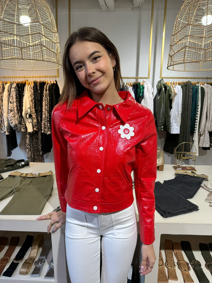 Veste vinyle rouge DAISY Hippocampe – Image 8