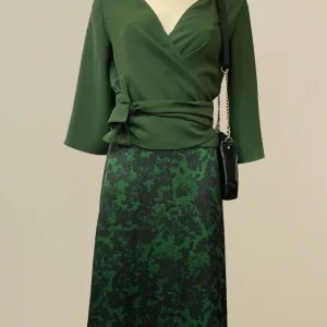 Jupe longue Fanny | Verte fleurie