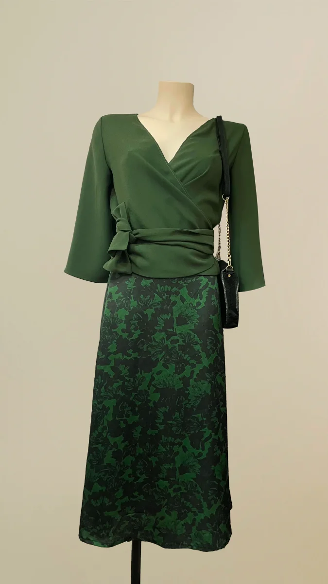 Jupe longue Fanny | Verte fleurie