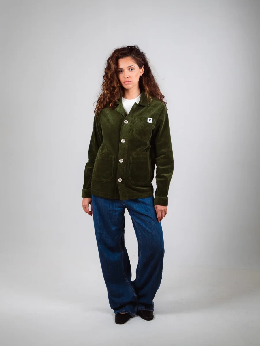 VESTE WORKER CÔTELÉ VERT OLIVE – Image 3