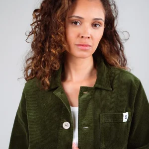 VESTE WORKER CÔTELÉ VERT OLIVE