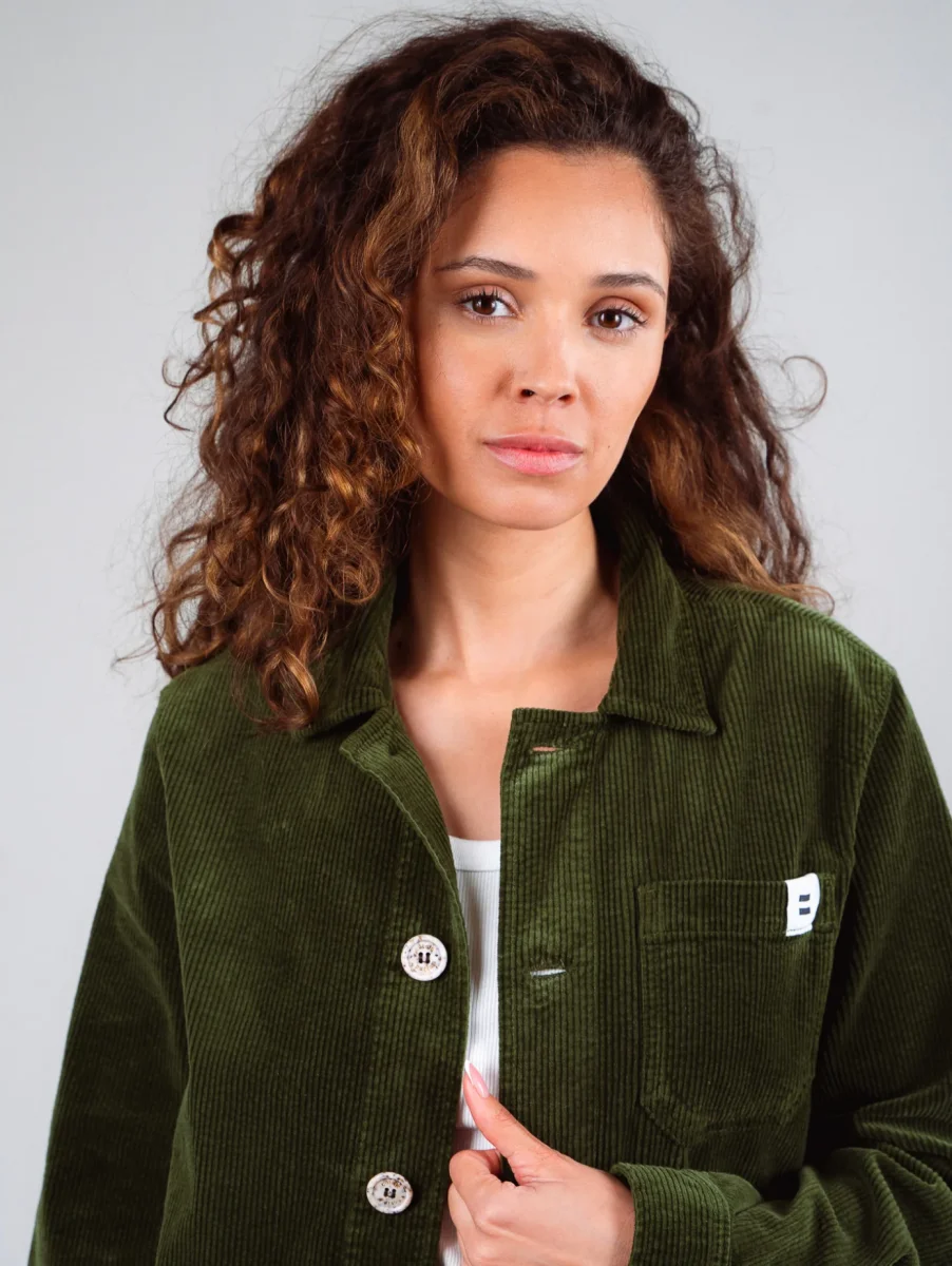 VESTE WORKER CÔTELÉ VERT OLIVE – Image 2