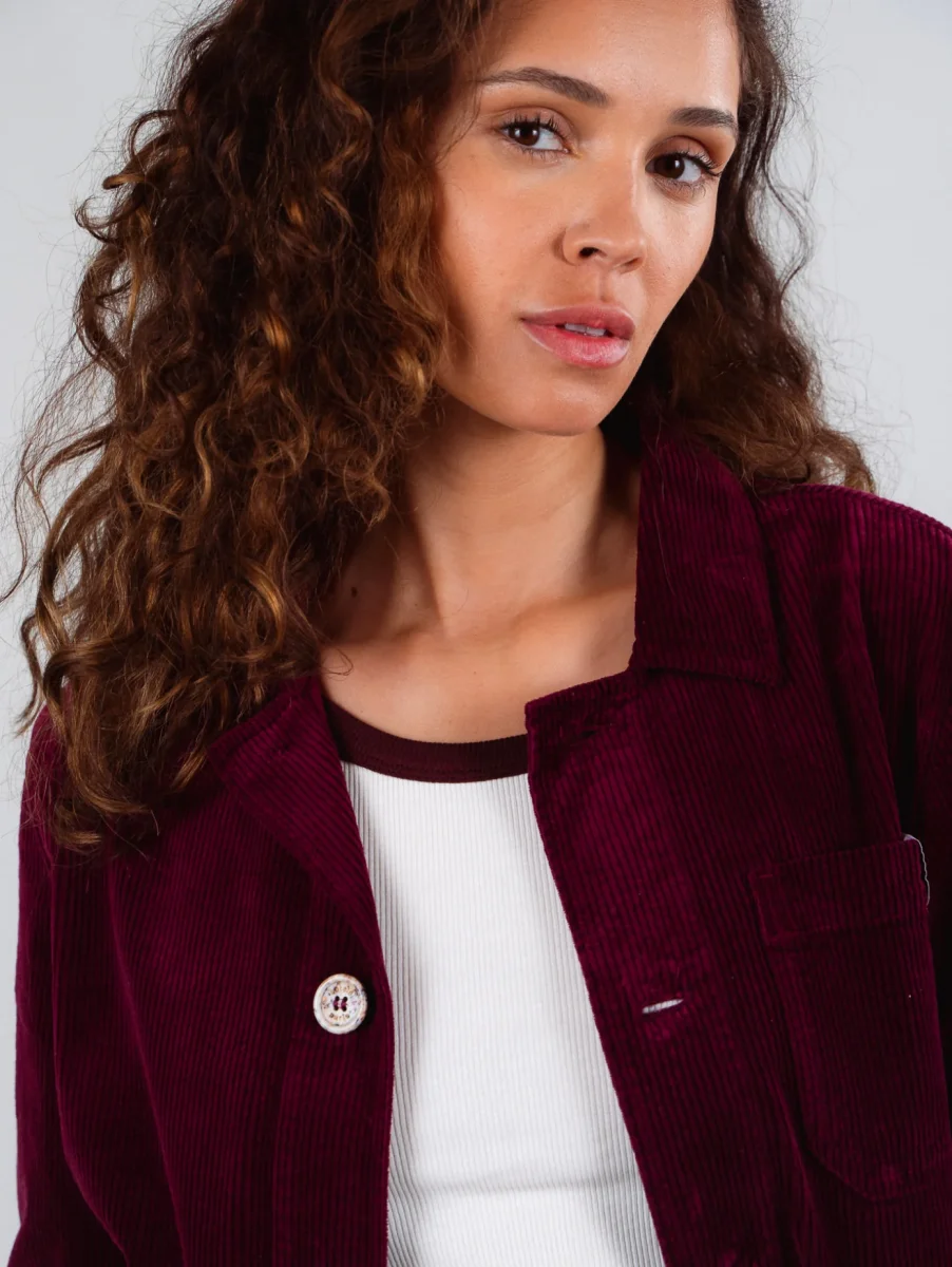 VESTE WORKER CÔTELÉ PRUNE – Image 3