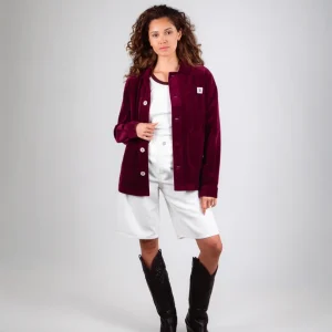 VESTE WORKER CÔTELÉ  PRUNE