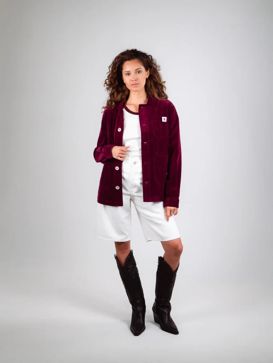 VESTE WORKER CÔTELÉ PRUNE – Image 2