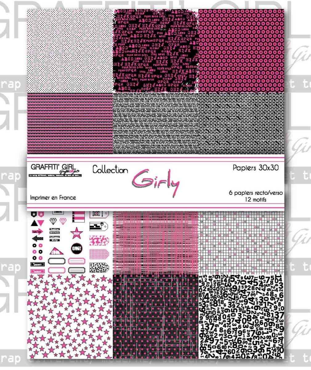 Lot de 6 papiers 30×30 Girly