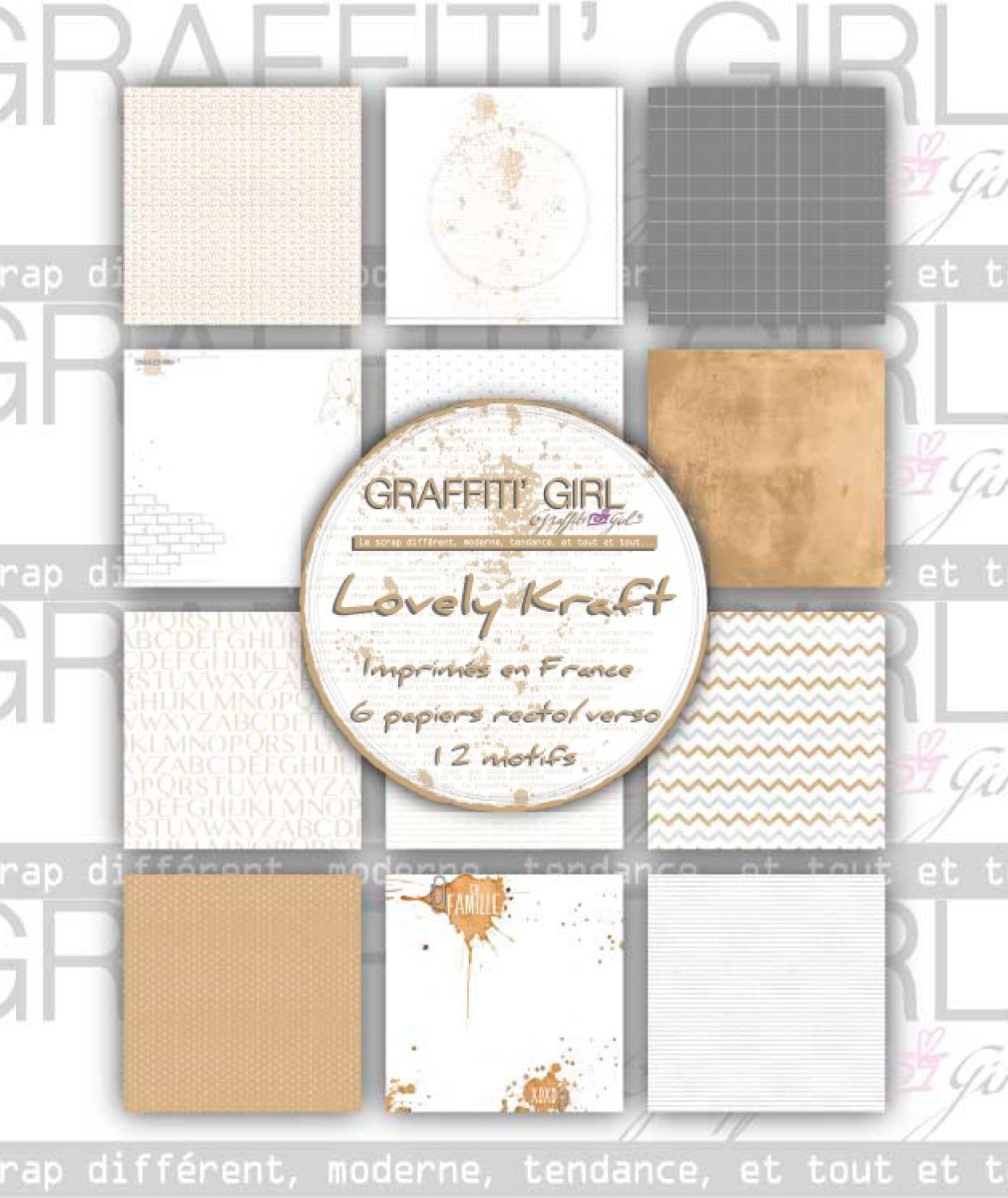 Lot de 6 papiers 30×30 Lovely Kraft – Image 2