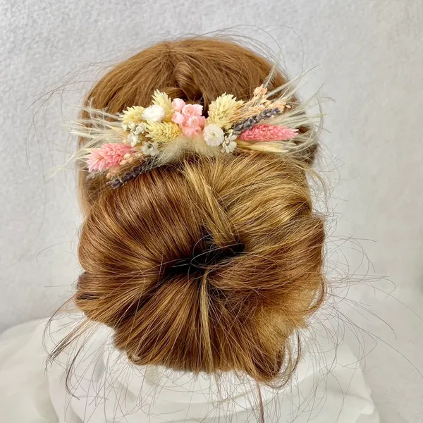 Peigne Bohème Palm nuances de rose blanc - Accessoire mariage – Image 3