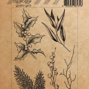 Tampons Transparents Feuillages de Noël