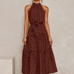 Robe à pois marron